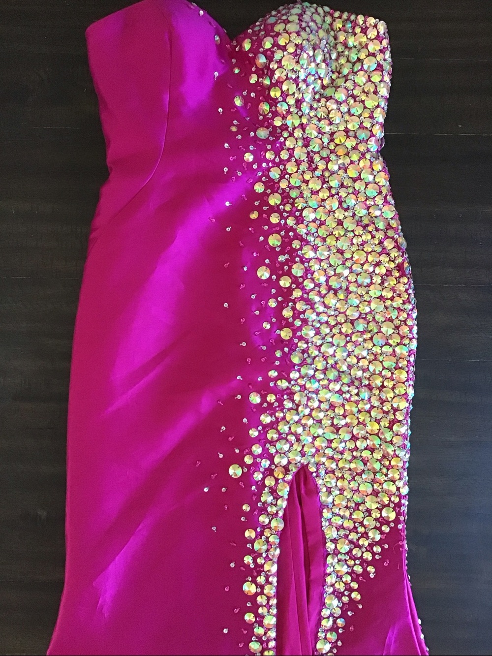Prom/Pageant Gown in Fuchsia color with Sequin Embellishments.